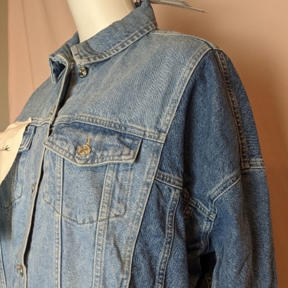 Patchwork by Stradivarius Oversized Two Tone Wash Denim Jacket size Small - Picture 6 of 14